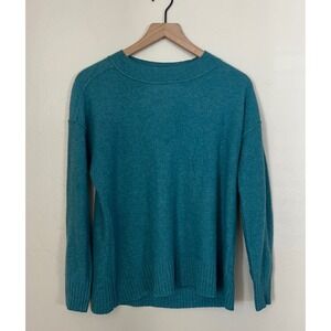 PILCRO by Anthropologie Angie Seamed 100% Cashmere Sweater Teal‎ Size Small